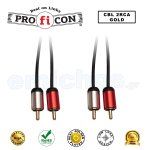 CBL 2RCA GOLD 3M της Pro.fi.con 3 μέτρα καλώδιο ήχου stereo με 2xRCA σε 2 RCA επίχρυσα αρσενικά male phono plug